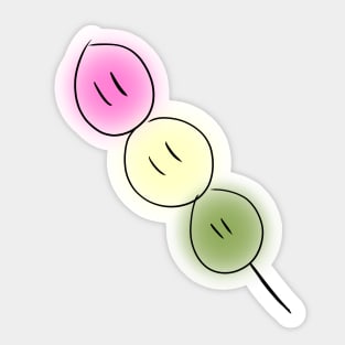 Big Dango family sweet Japanese mochi on pale blue background Sticker